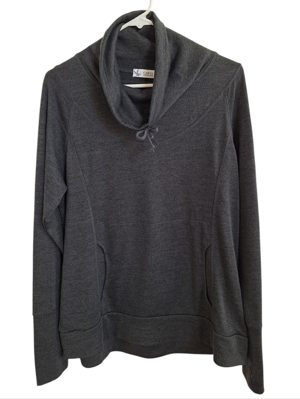 Carve Designs Women's  Dark Charcoal Gray Cowl Neck Pullover Sweater Top Large L